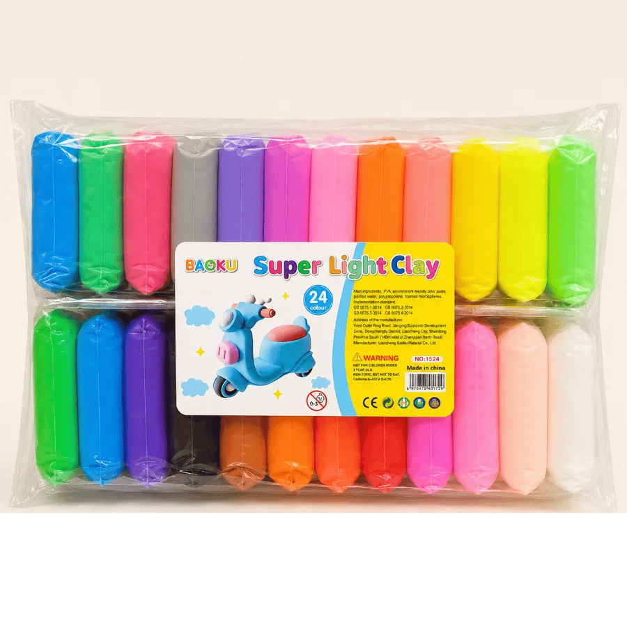 Набір повітряного пластиліну BAOKU Super Light Clay, 24 кольори