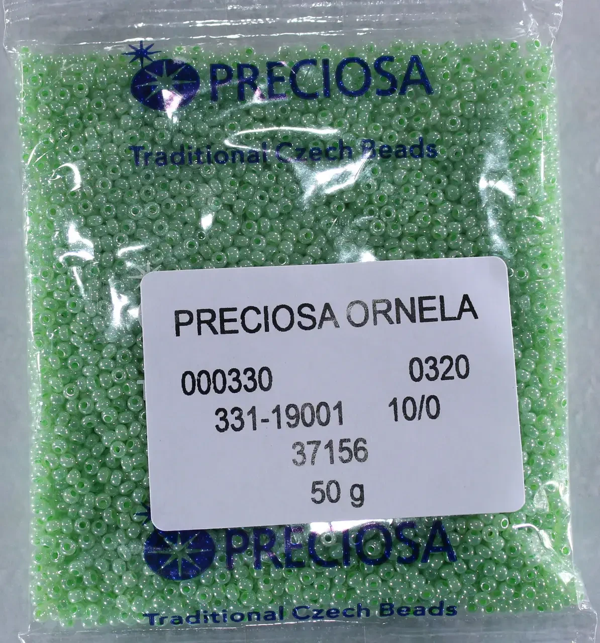 Бісер чеський Preciosa 37156, 10/0, 50 г — зелений