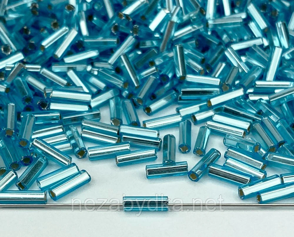 Чеський стеклярус Preciosa 67010 3" (7 мм), 5 г, блакитний, вогник, арт. ЧС-67010