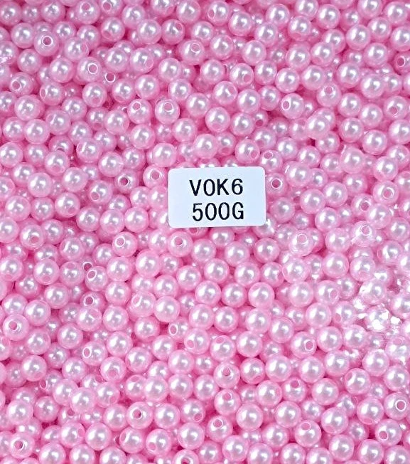 Перли рожеві намистини 6 мм 500 г