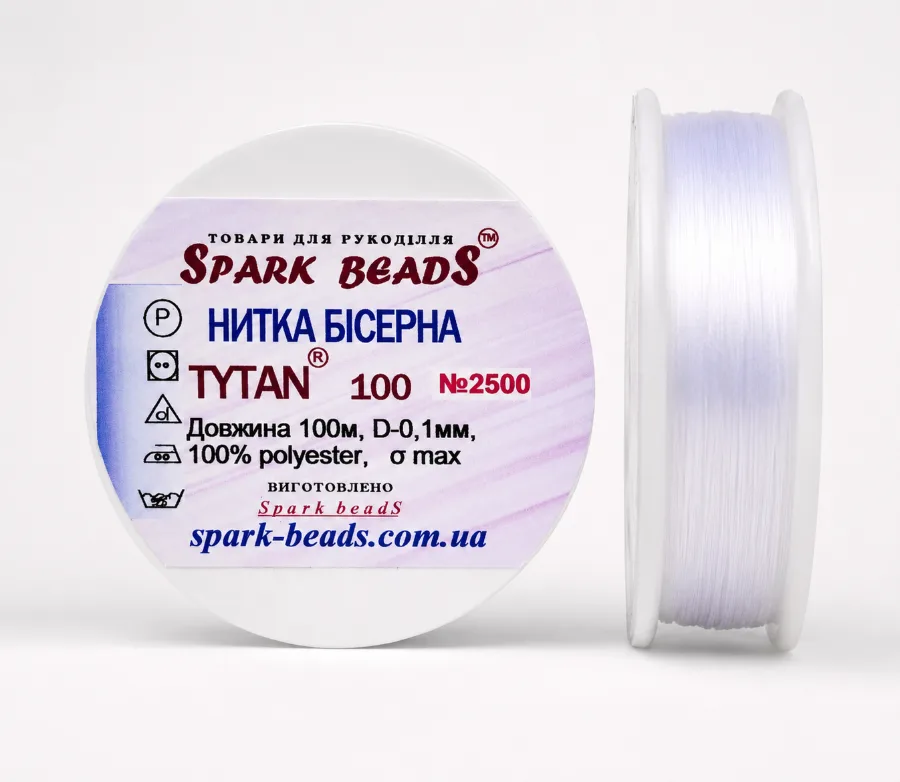 Нитка бісерна Sparkbeads 100м біла 1 шт