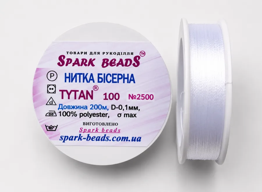 Нитка бісерна Sparkbeads 200м біла