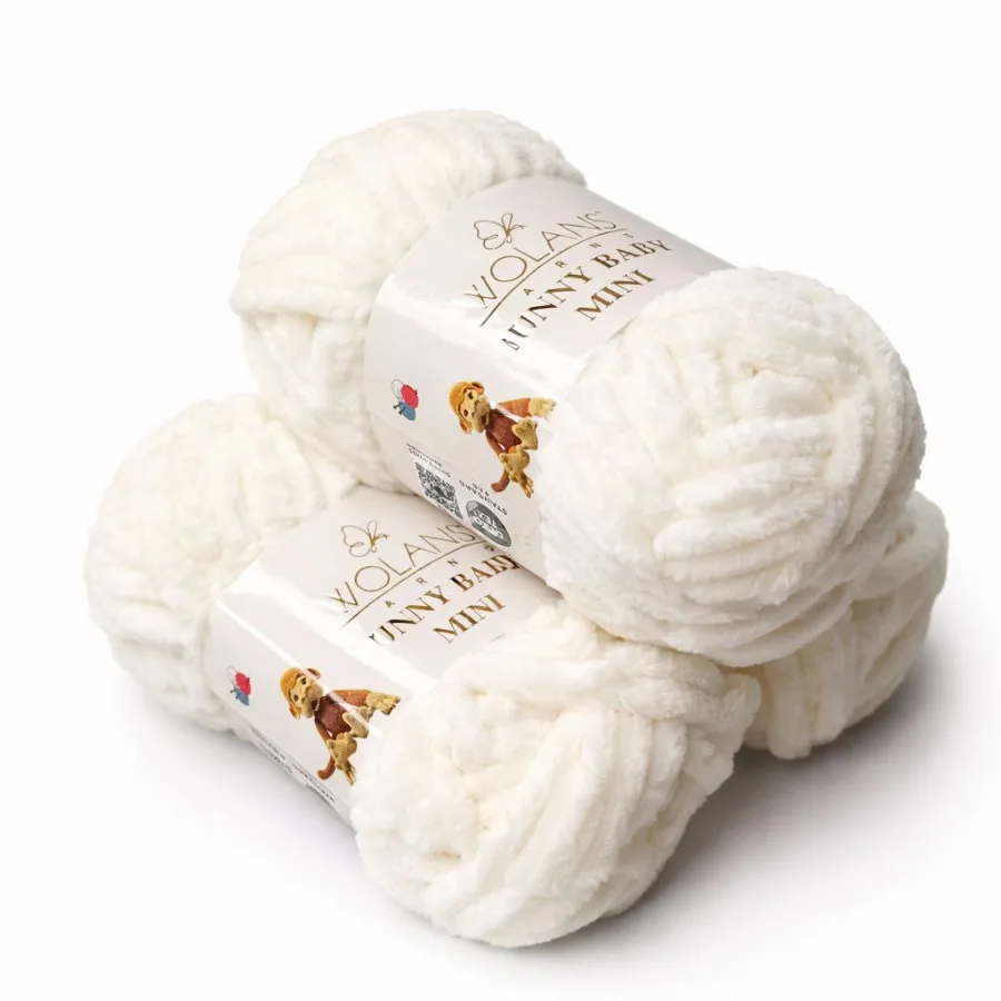 Пряжа Wolans Bunny Baby Mini (плюшева) кремовий W100-02/20