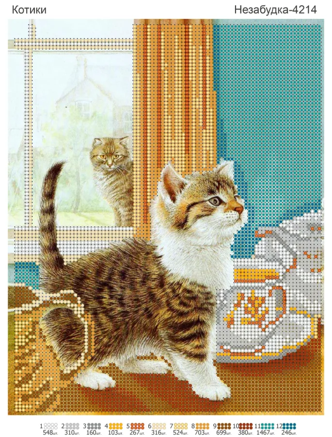 Схема для вишивки бісером: Котики, арт. Н-4214