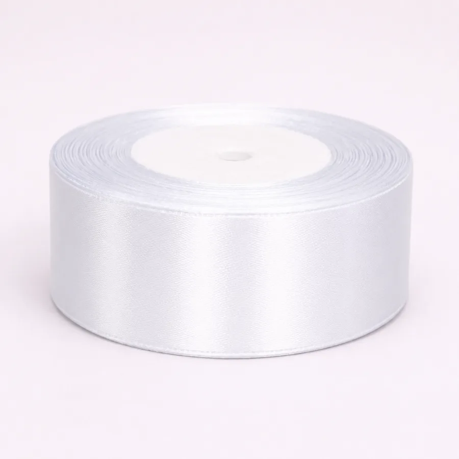 Лента атлас белая 2,5 см 23м (25/white)