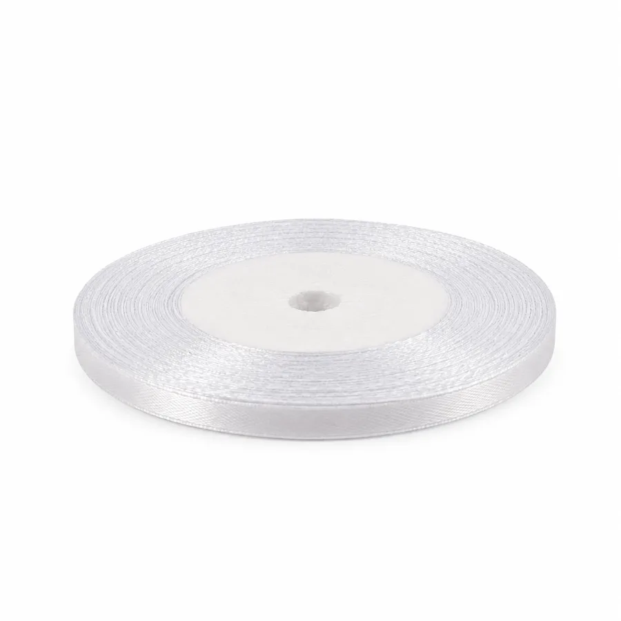 Лента атласная белая 0,5 см 23м (05-white)