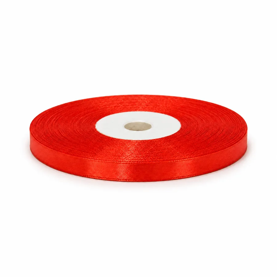 Лента атласная красная 0,5 см 23м (05-red/01)