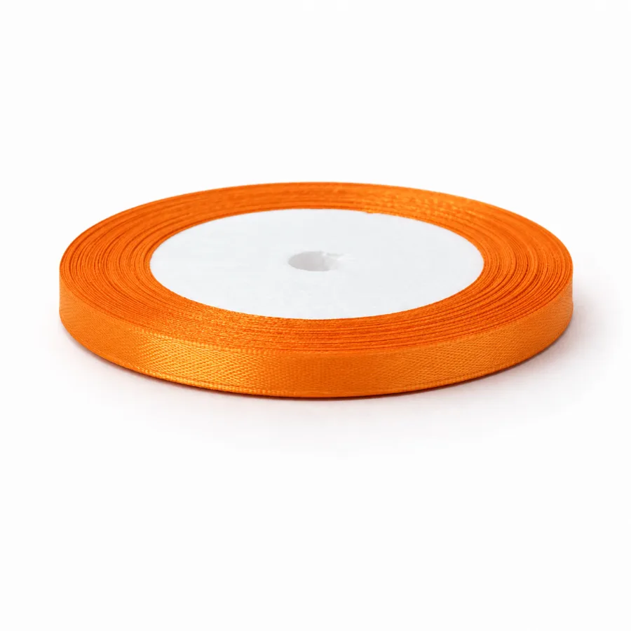 Лента атласная оранжевая 0,5 см 23м (05-orange/02)